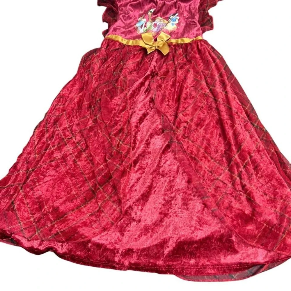 Disney Princess Holiday Crushed Velour Plaid fantasy Nightgown Size 5T Pajamas